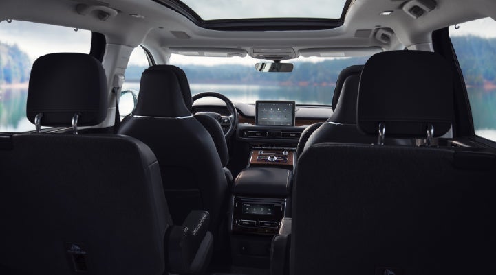 The interior of a 2024 Lincoln Aviator® SUV from behind the second row | Angela Krause Lincoln of Alpharetta in Alpharetta GA