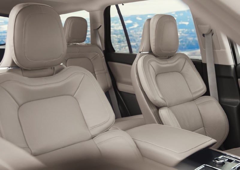 The interior of a 2024 Lincoln Aviator® SUV in the Sandstone interior color | Angela Krause Lincoln of Alpharetta in Alpharetta GA
